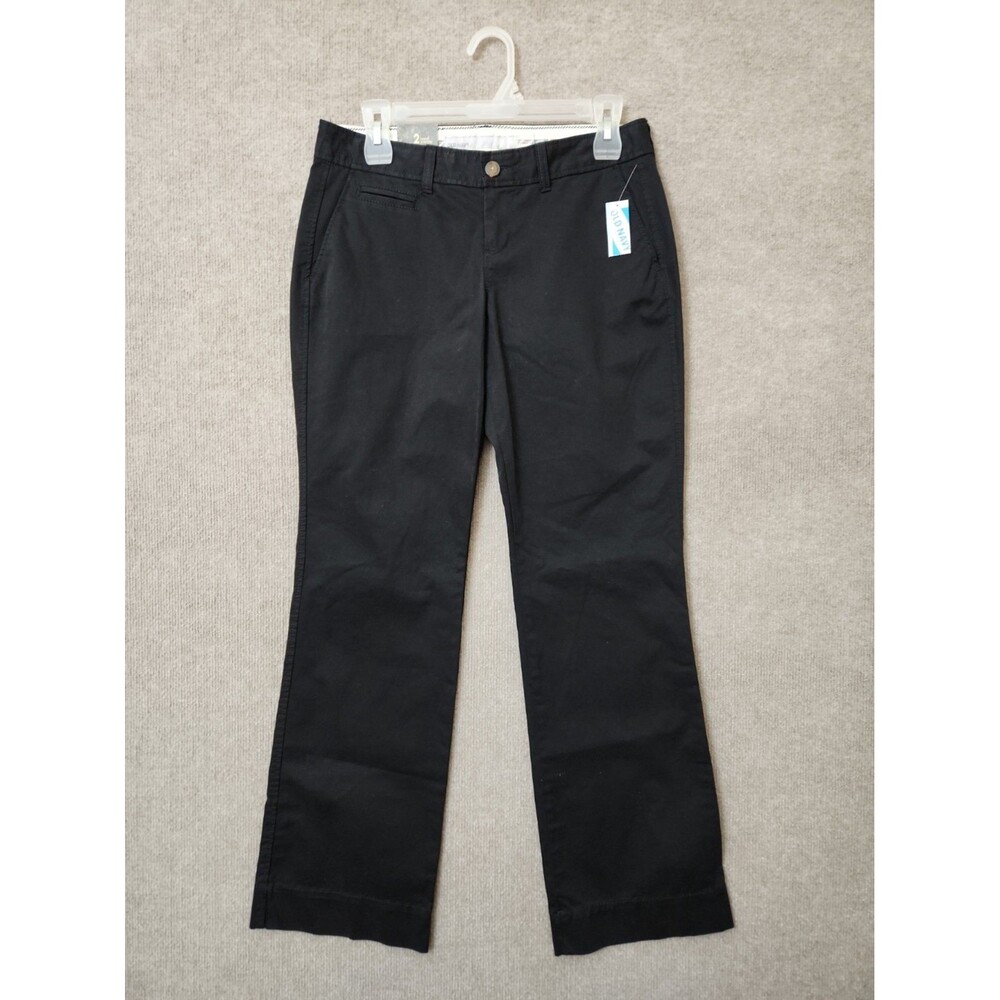 Old Navy Perfect Bootcut Khaki Pants Womens 2 Short Black Stretch NEW